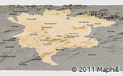 Satellite Panoramic Map of Msila, darken, semi-desaturated