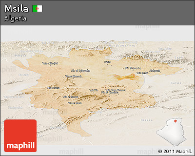 Satellite Panoramic Map of Msila, lighten