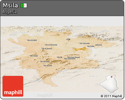 Satellite Panoramic Map of Msila, lighten