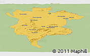 Savanna Style Panoramic Map of Msila, single color outside