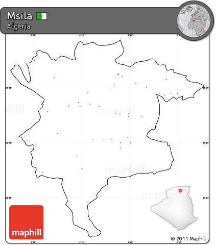 Blank Simple Map of Msila, cropped outside, no labels