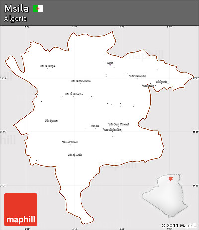 Classic Style Simple Map of Msila, cropped outside