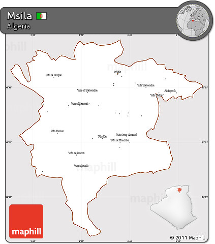 Classic Style Simple Map of Msila, cropped outside