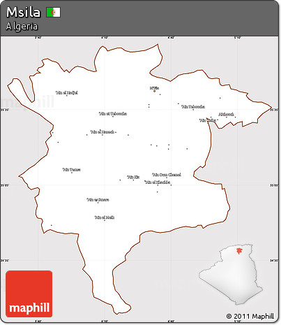 Classic Style Simple Map of Msila, cropped outside