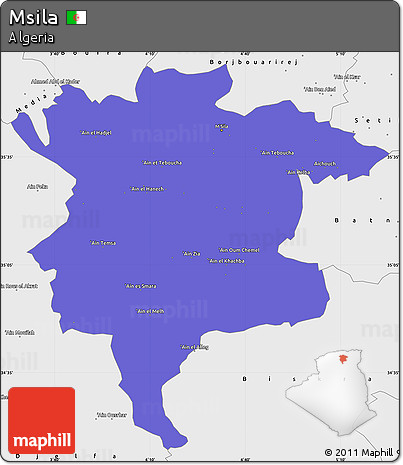 Political Simple Map of Msila, single color outside, borders and labels