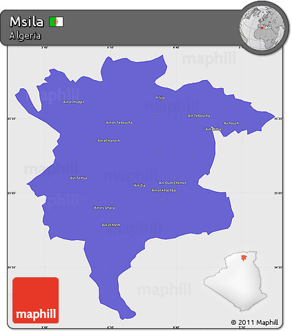 Political Simple Map of Msila, single color outside