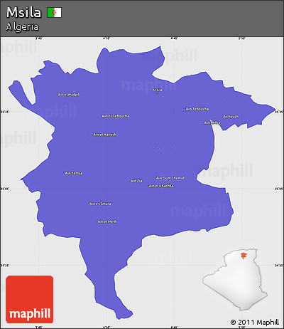 Political Simple Map of Msila, single color outside
