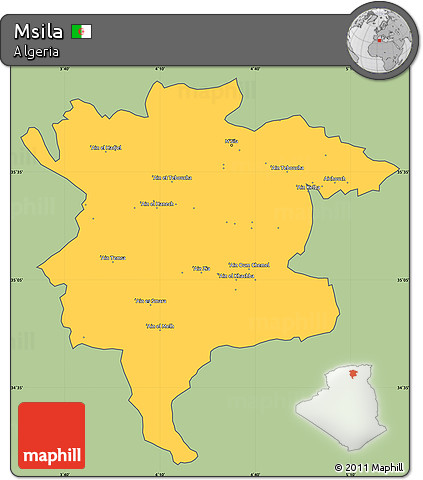 Savanna Style Simple Map of Msila, cropped outside