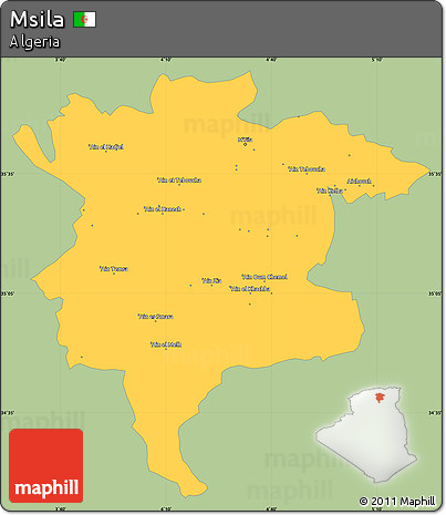 Savanna Style Simple Map of Msila, single color outside