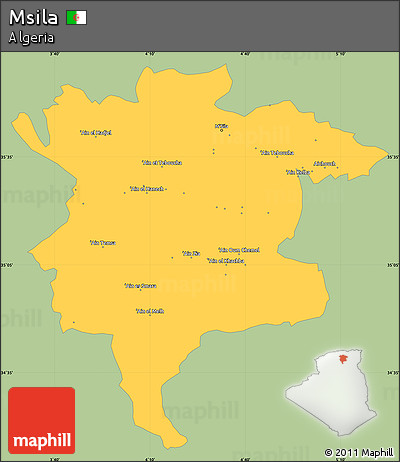 Savanna Style Simple Map of Msila, single color outside