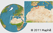 Satellite Location Map of Oran, within the entire country