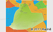 Physical 3D Map of Ouargla, political outside