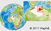 Physical Location Map of Ouargla, highlighted country, within the entire country