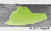 Physical Panoramic Map of Ouargla, darken, desaturated