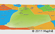 Physical Panoramic Map of Ouargla, political outside