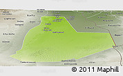 Physical Panoramic Map of Ouargla, semi-desaturated