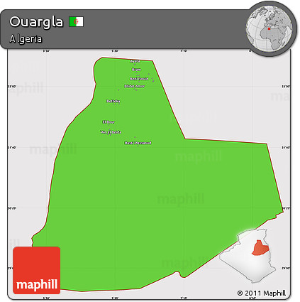 Political Simple Map of Ouargla, cropped outside