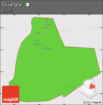 Political Simple Map of Ouargla, cropped outside
