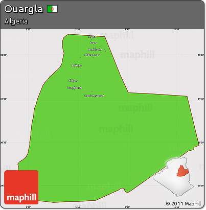 Political Simple Map of Ouargla, cropped outside