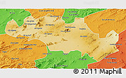 Physical 3D Map of Oum El Bouaghi, political outside