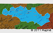 Political 3D Map of Oum El Bouaghi, darken