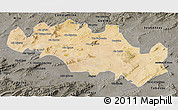 Satellite 3D Map of Oum El Bouaghi, darken, semi-desaturated
