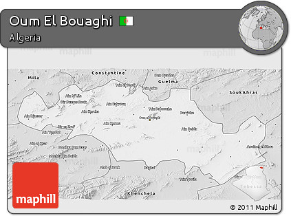 Silver Style 3D Map of Oum El Bouaghi