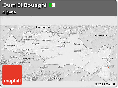 Silver Style 3D Map of Oum El Bouaghi