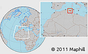 Gray Location Map of Oum El Bouaghi, within the entire country