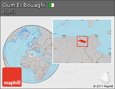Gray Location Map of Oum El Bouaghi