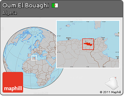 Gray Location Map of Oum El Bouaghi