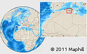 Shaded Relief Location Map of Oum El Bouaghi, within the entire country