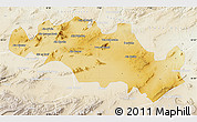 Physical Map of Oum El Bouaghi, lighten