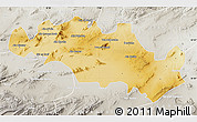 Physical Map of Oum El Bouaghi, lighten, semi-desaturated