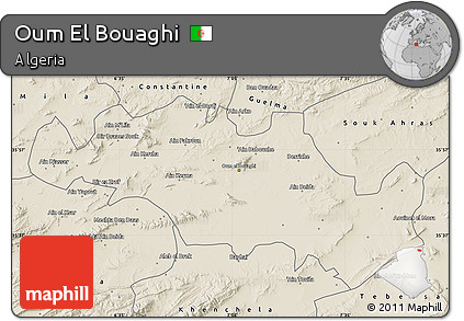 Shaded Relief Map of Oum El Bouaghi