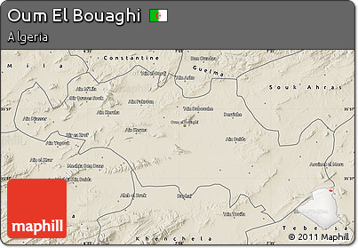 Shaded Relief Map of Oum El Bouaghi