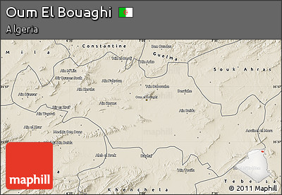 Shaded Relief Map of Oum El Bouaghi