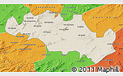 Shaded Relief Map of Oum El Bouaghi, political outside