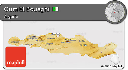 Physical Panoramic Map of Oum El Bouaghi, cropped outside