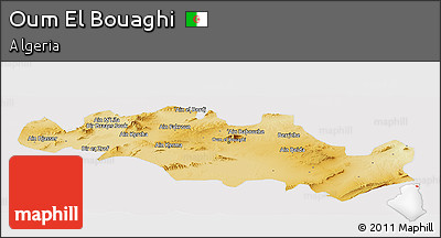 Physical Panoramic Map of Oum El Bouaghi, cropped outside