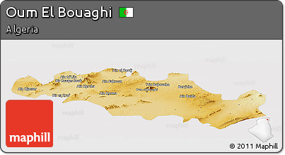 Physical Panoramic Map of Oum El Bouaghi, cropped outside
