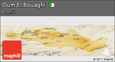 Physical Panoramic Map of Oum El Bouaghi, lighten