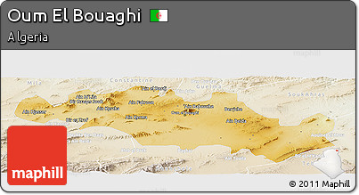 Physical Panoramic Map of Oum El Bouaghi, lighten