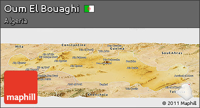 Physical Panoramic Map of Oum El Bouaghi, satellite outside