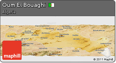 Physical Panoramic Map of Oum El Bouaghi, satellite outside