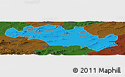 Political Panoramic Map of Oum El Bouaghi, darken