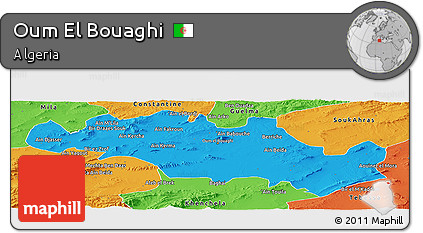 Political Panoramic Map of Oum El Bouaghi