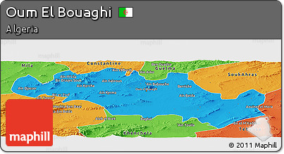 Political Panoramic Map of Oum El Bouaghi