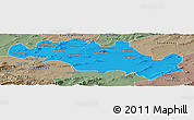 Political Panoramic Map of Oum El Bouaghi, semi-desaturated