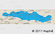 Political Panoramic Map of Oum El Bouaghi, shaded relief outside